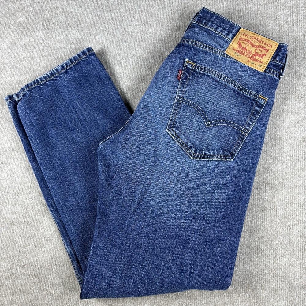 Levi's 505 Regular Fit Jeans Mens 33x32 Blue Denim Straight Leg Medium Wash
